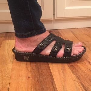 Alegria black leather sandals